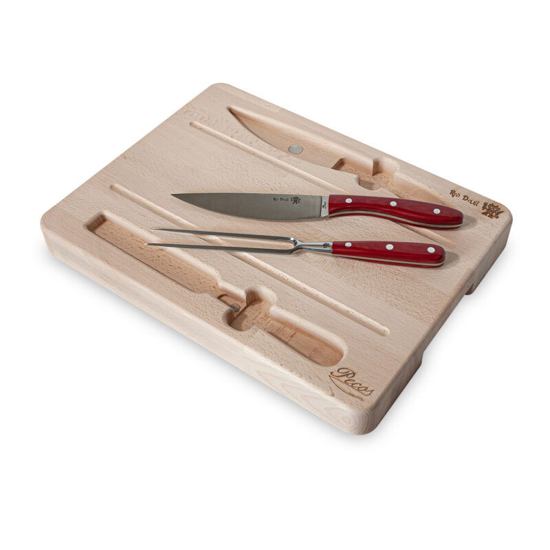 Red Devil Barbecue - Set tagliere forchettone coltello